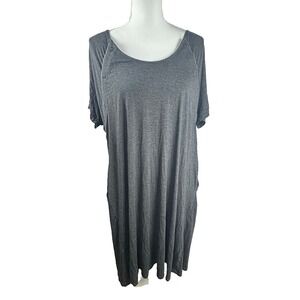 Frida One Size Gray Knit Maternity Nursing Gown Short Sleeve Button Shoulder